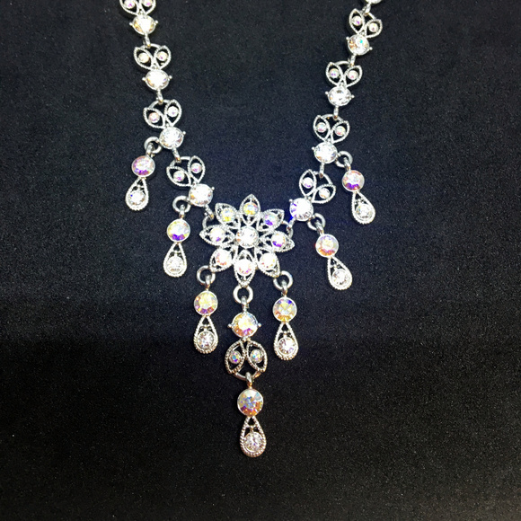 Kirks Folly Brilliant Aurora Borealis Bib Falls Necklace - Picture 1 of 4